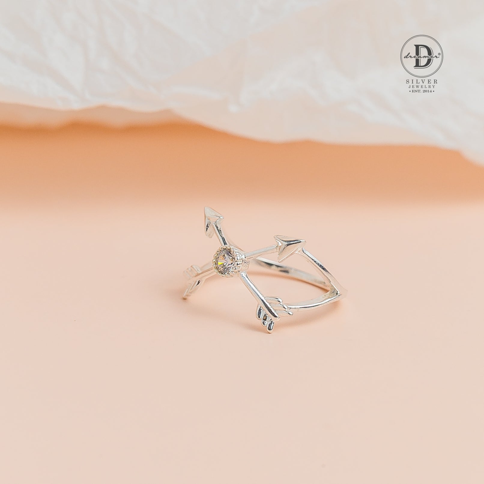 Nhẫn Mũi Tên Đính Đá Cá Tính - Nhẫn Bạc 925 Unisex - Crossing Arrow Silver Ring - 428NH