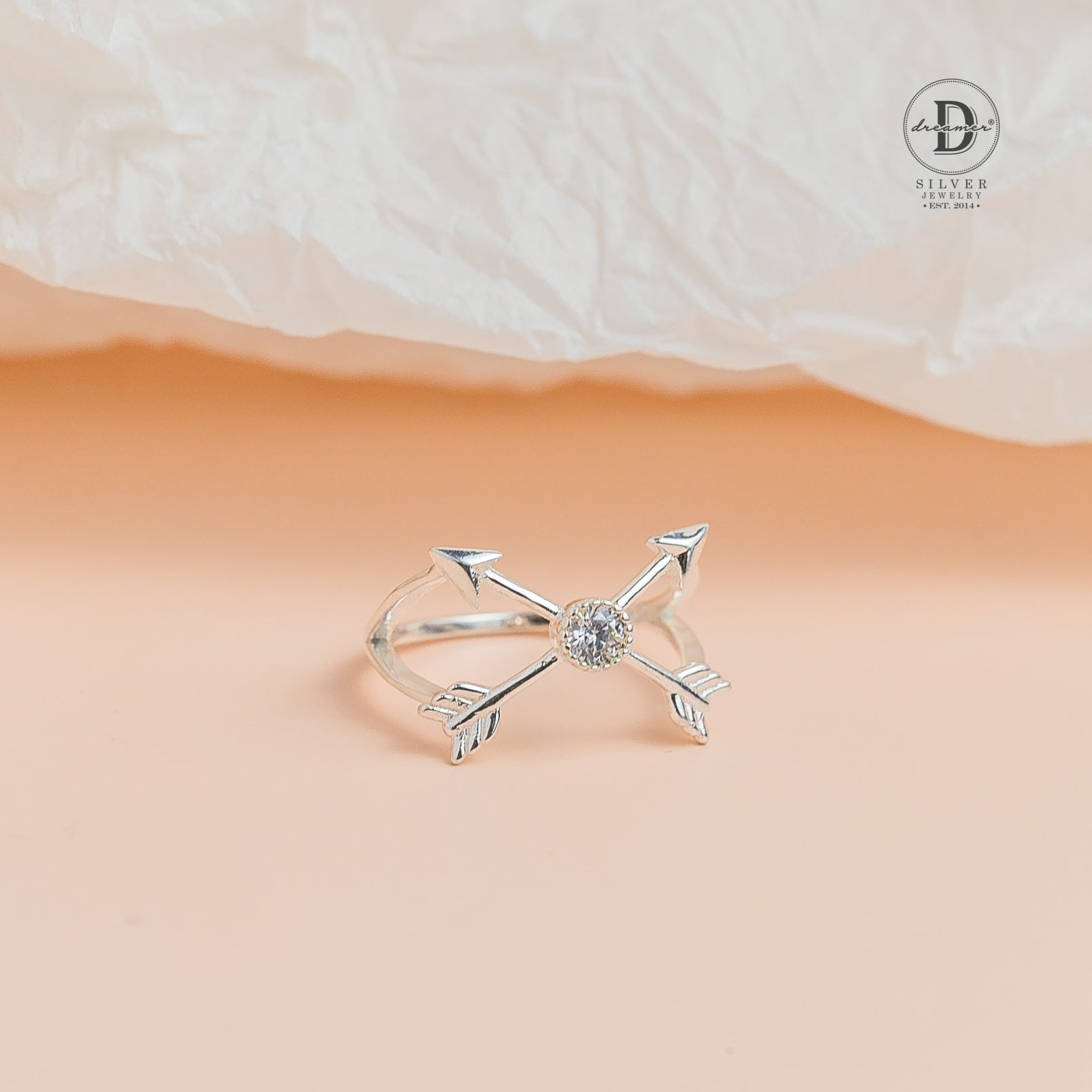 Nhẫn Mũi Tên Đính Đá Cá Tính - Nhẫn Bạc 925 Unisex - Crossing Arrow Silver Ring - 428NH