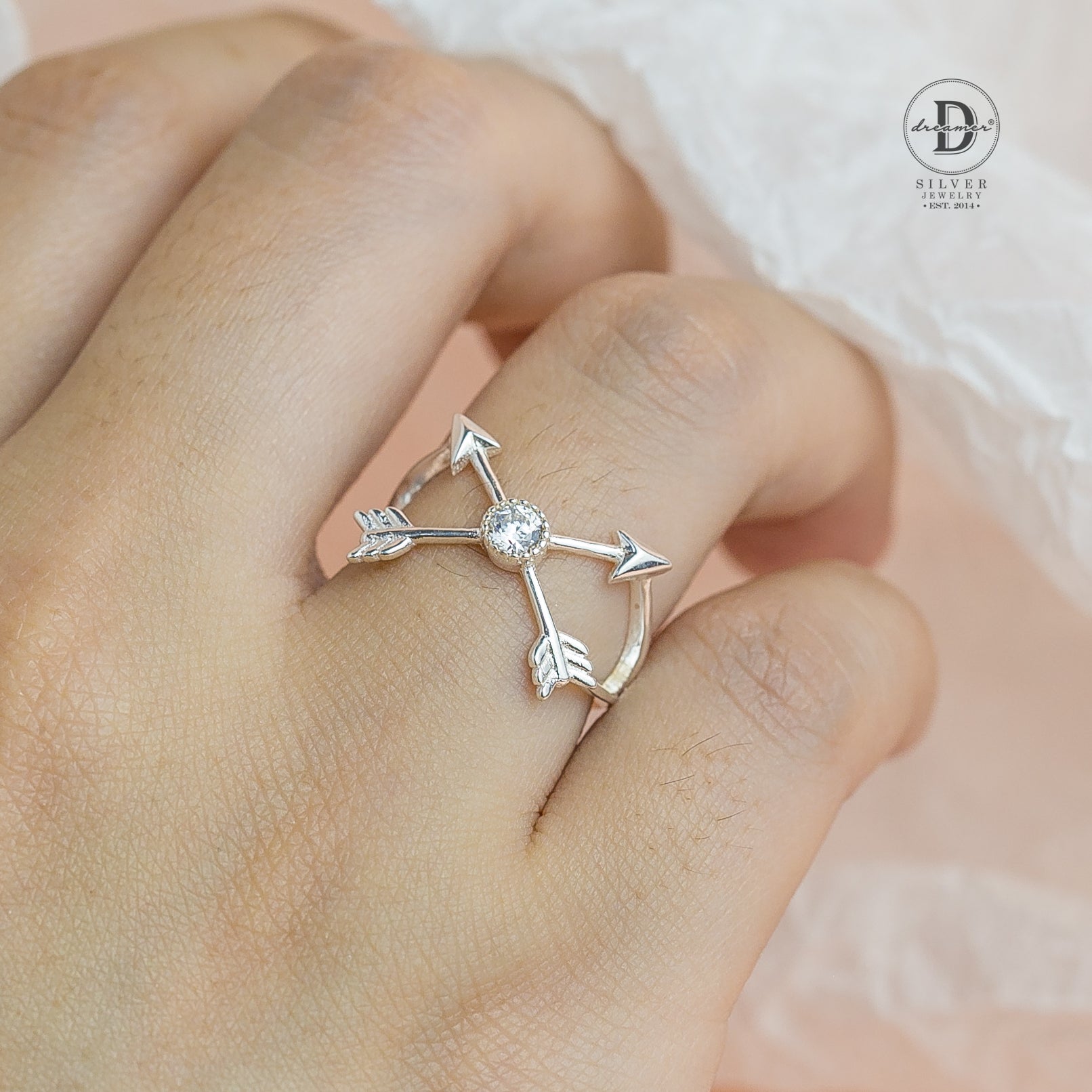 Crossing Arrow Silver Ring - Unisex 925 Silver Ring