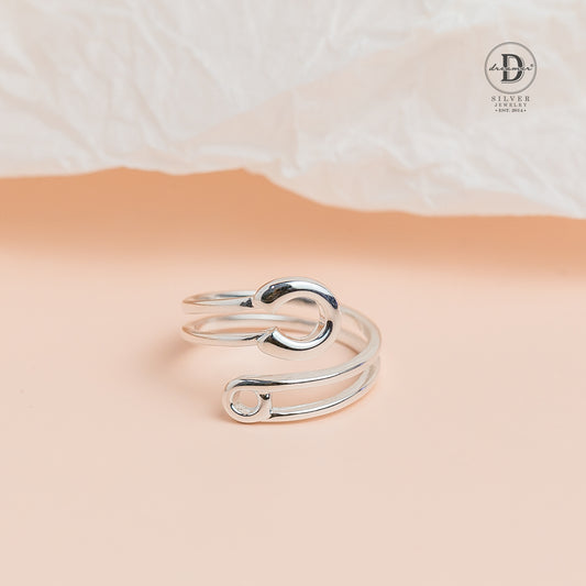 Big Pin Twist Silver Ring - Unisex 925 Silver Ring