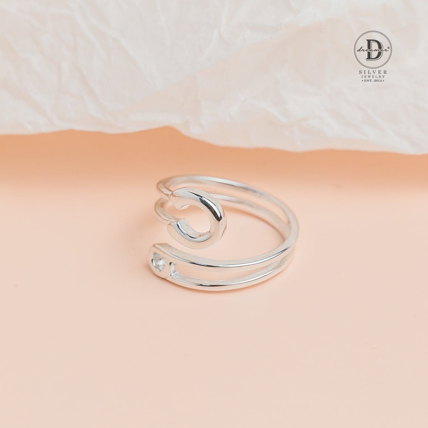 Big Pin Twist Silver Ring - Unisex 925 Silver Ring