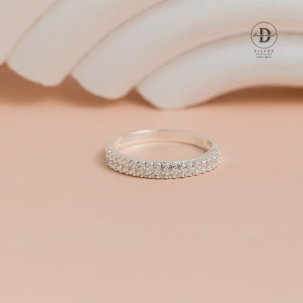 Nhẫn Nữ Đính 2 Hàng Đá CZ Lấp Lánh - Nhẫn Bạc 925 - Sterling Silver Cubic Zirconia CZ Double Eternity Band Ring - 1301NH
