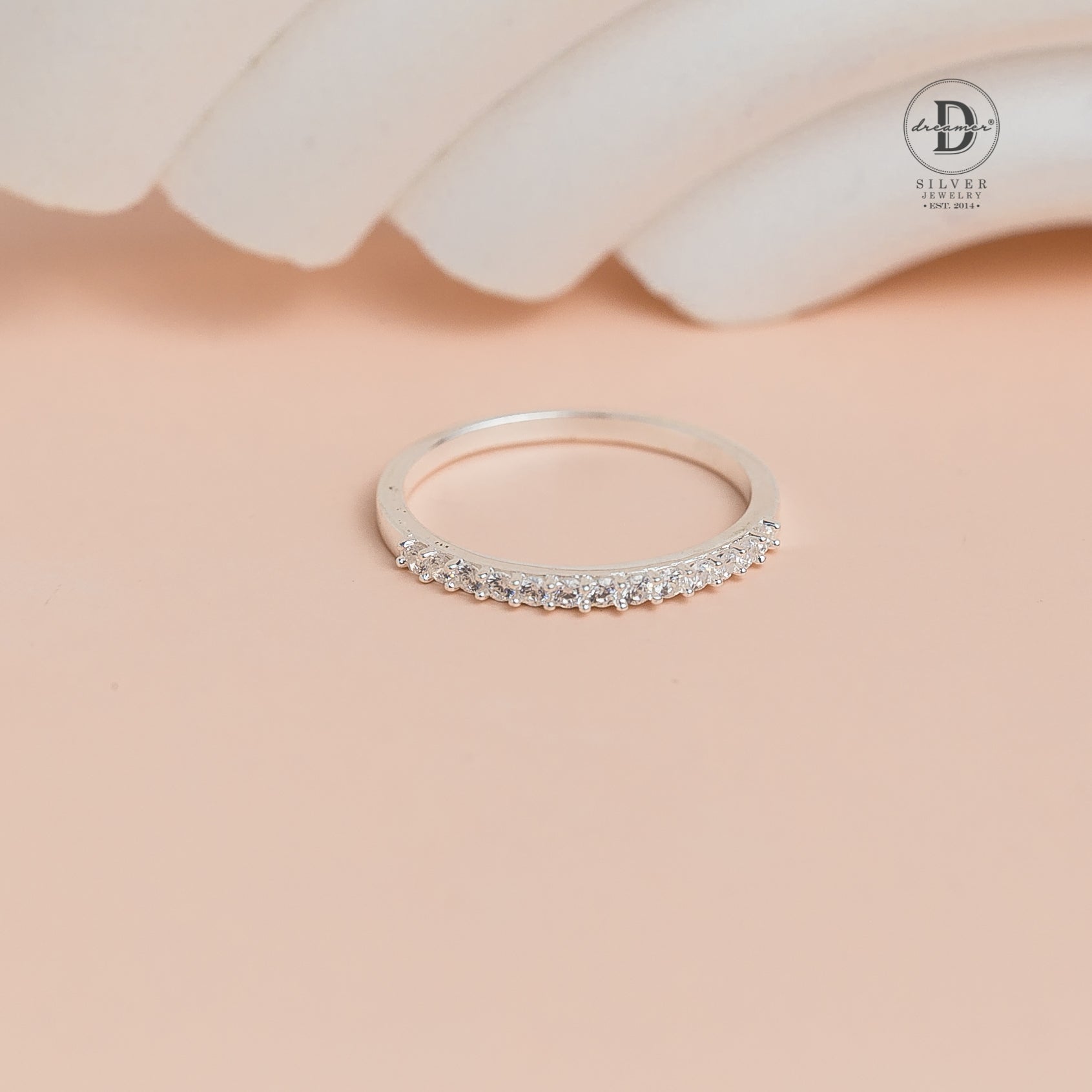 Nhẫn Nữ Đính 1 Hàng Đá CZ Lấp Lánh - Nhẫn Bạc 925 - Sterling Silver Cubic Zirconia CZ Half Eternity Band Ring - 2146NH