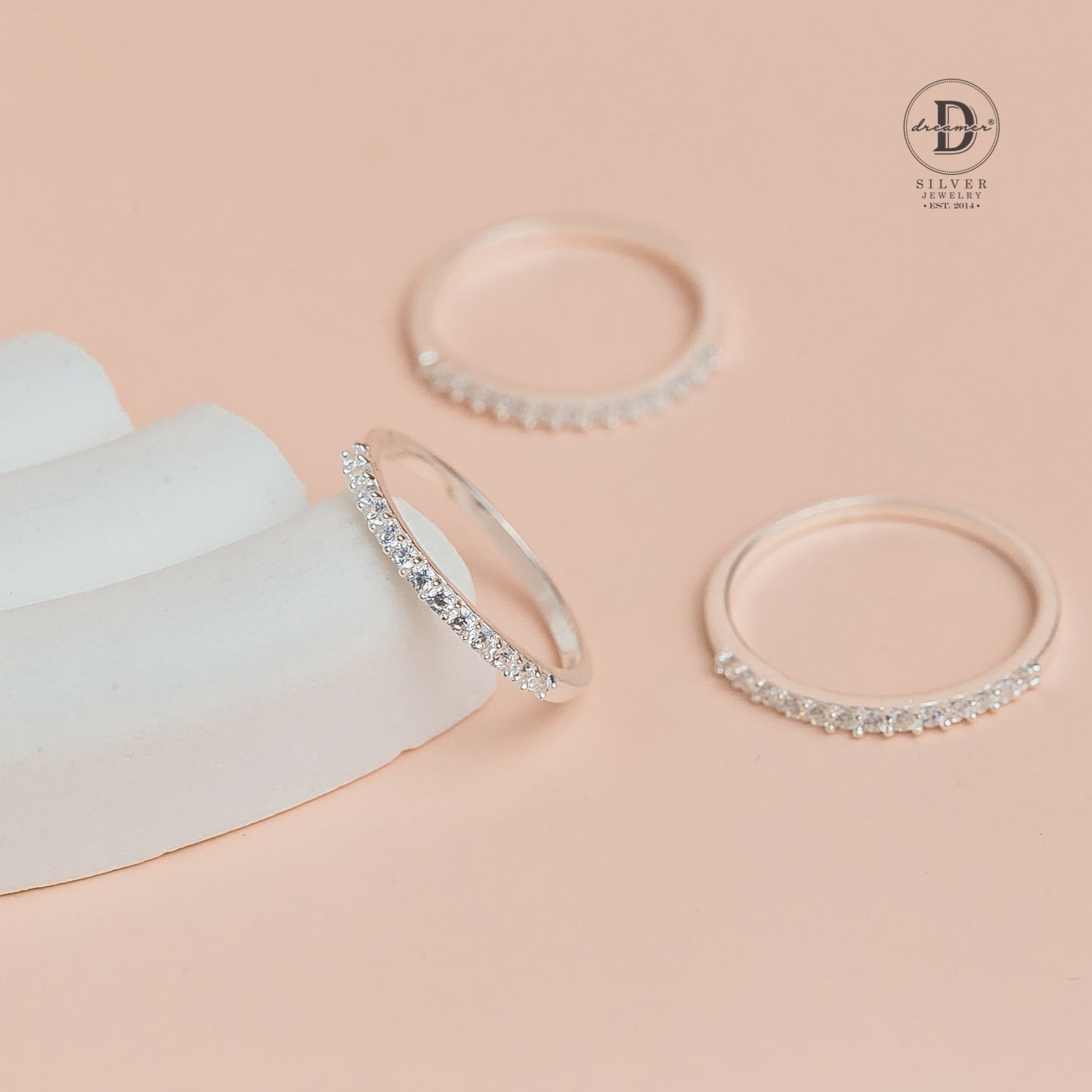 Nhẫn Nữ Đính 1 Hàng Đá CZ Lấp Lánh - Nhẫn Bạc 925 - Sterling Silver Cubic Zirconia CZ Half Eternity Band Ring - 2146NH
