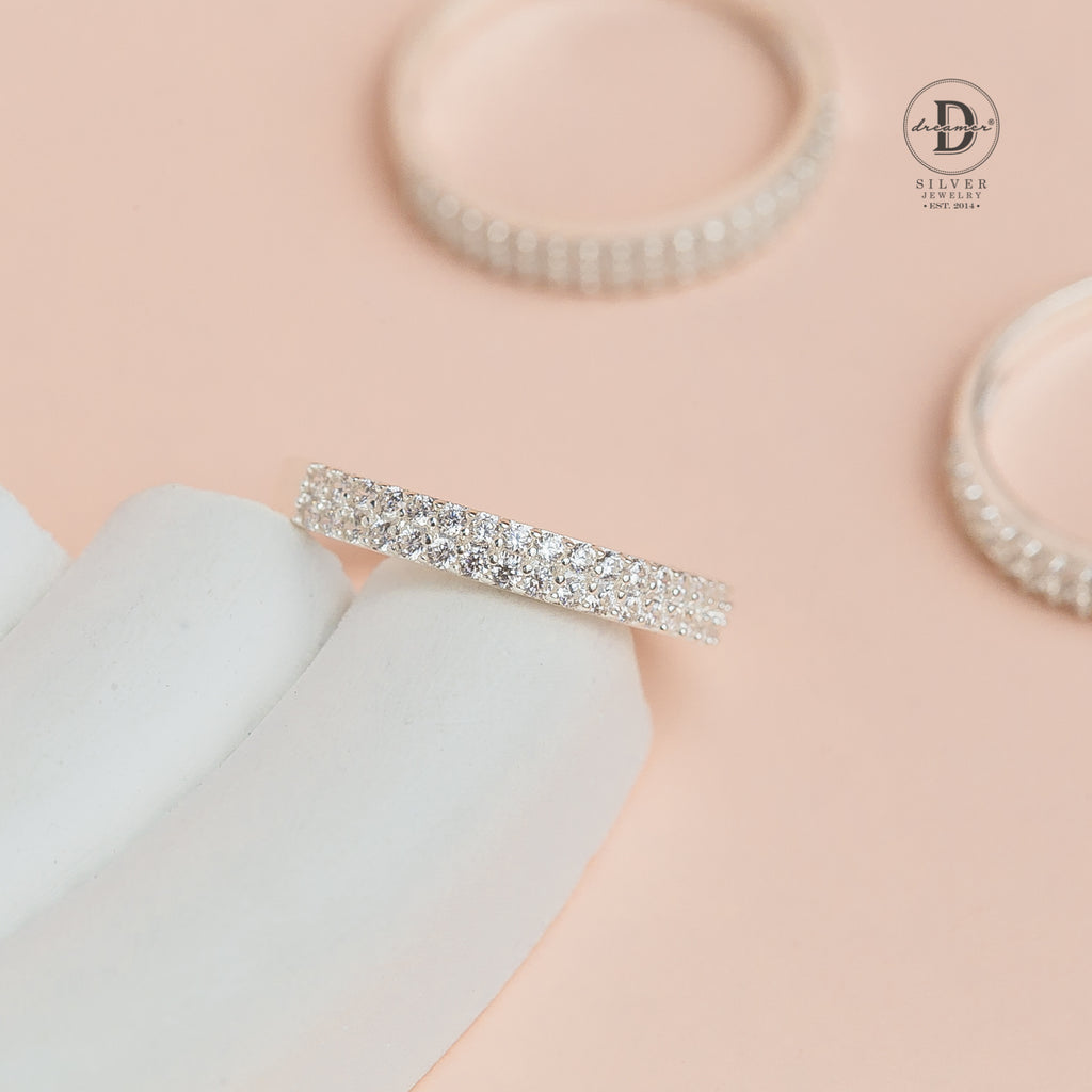 Nhẫn Nữ Đính 2 Hàng Đá CZ Lấp Lánh - Nhẫn Bạc 925 - Sterling Silver Cubic Zirconia CZ Double Eternity Band Ring - 1301NH