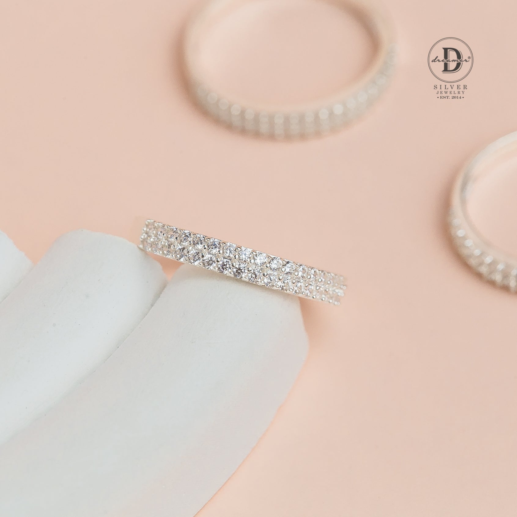 Nhẫn Nữ Đính 2 Hàng Đá CZ Lấp Lánh - Nhẫn Bạc 925 - Sterling Silver Cubic Zirconia CZ Double Eternity Band Ring - 1301NH