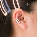 Earcuff Bản Unisex 5 Lines - Bông Tai Kẹp Vành Bạc 925