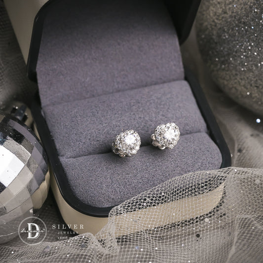 Bông Tai Bạc 950 Trái Tim Đá Moissanite Viên Chủ 4.5li - Heart Moissanite Silver Earrings