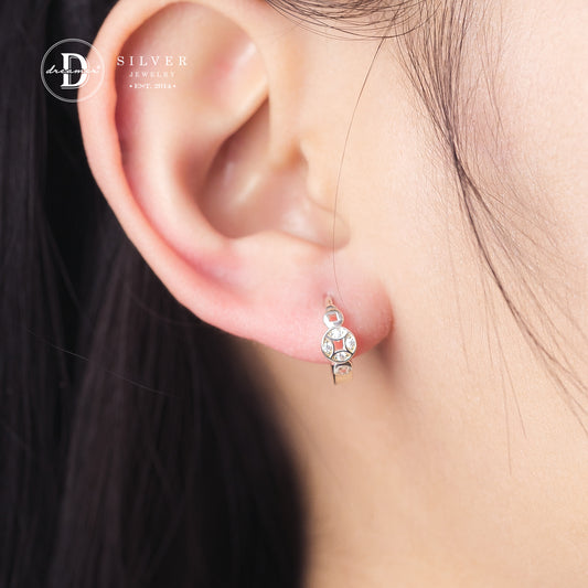 Bông Tai Khoen Tròn 3 Đồng Tiền - Lucky Coins Silver Earrings Hoops