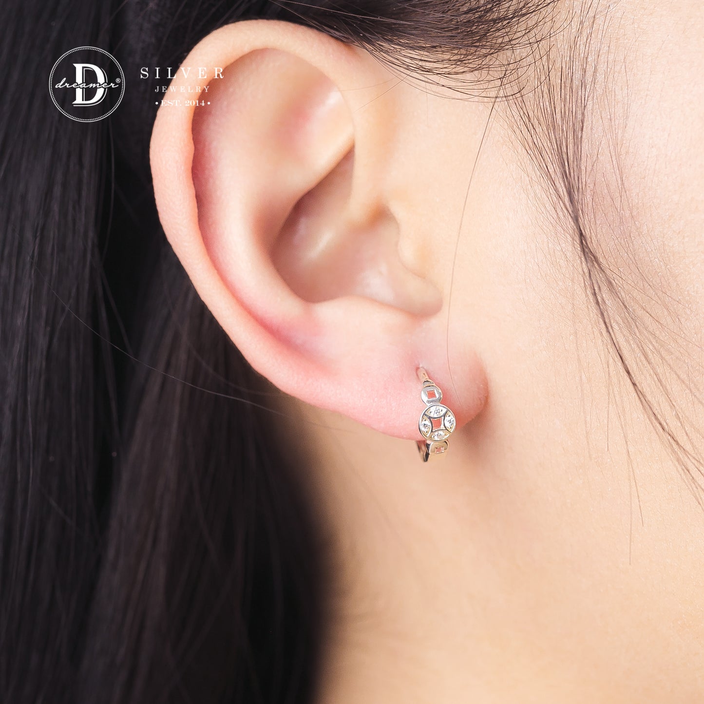 Bông Tai Khoen Tròn 3 Đồng Tiền - Lucky Coins Silver Earrings Hoops