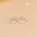 Bông Tai Khoen Unisex Cá Tính 1 Viên Bi Bạc - Spinning Silver Ball Unisex Thick Silver Hoops Earrings 3054BTK