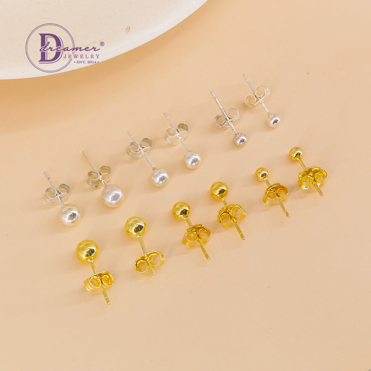 Bông Tai Bi Bạc Đủ Size (2 Màu) Bạc 925 - Yellow Gold & Silver Minimal Dot Earrings 153BTT