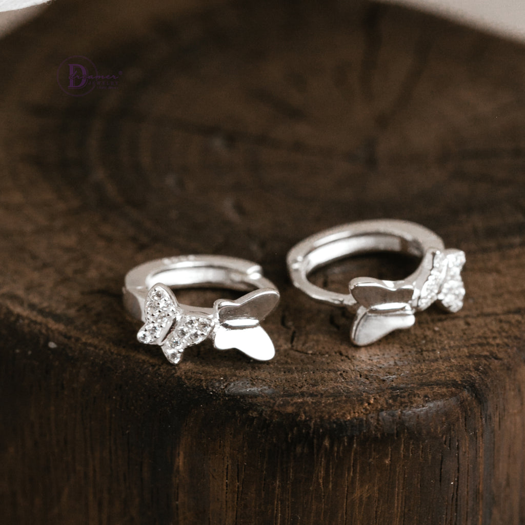 Bông Tai Khoen Bướm Bạc 925 - Butterfly Hoops Sterling Silver BT084