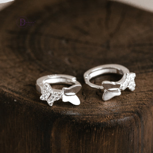 Bông Tai Khoen Bướm Bạc 925 - Butterfly Hoops Sterling Silver BT084