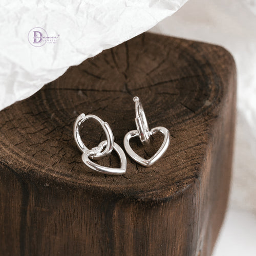 Bông Tai Khoen Trái Tim - Big Heart Hoops Sterling Silver BT080