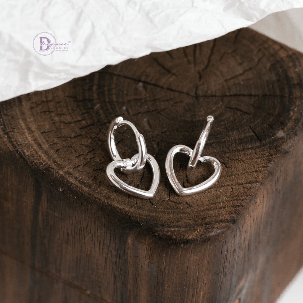 Bông Tai Khoen Trái Tim - Big Heart Hoops Sterling Silver BT080