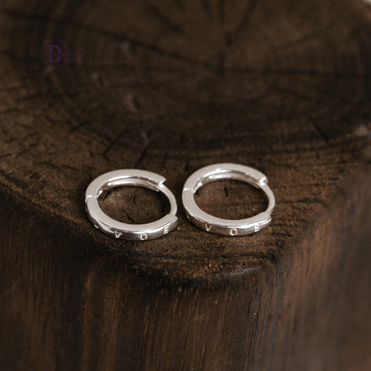 Bông Tai Khoen Trơn Chữ LVOE Bạc 925 - Hoops Sterling Silver