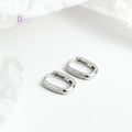Bông Tai Khoen Oval Đính Đá Bạc 925 Xi Vàng Trắng - Oval Hoops Sterling Silver DBT003