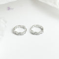 Bông Tai Khoen Xích Đính Đá Bạc 925 Xi Vàng Trắng - Hoops Sterling Silver DBT008