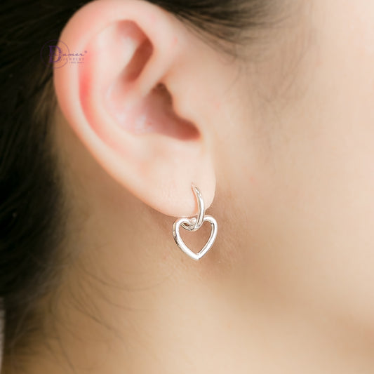 Bông Tai Khoen Trái Tim - Big Heart Hoops Sterling Silver BT080