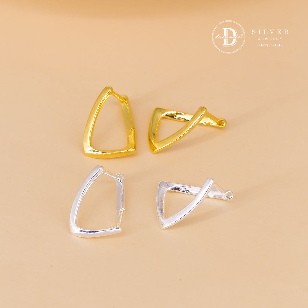Bông Tai Khoen Vuông Chéo Cạnh (2 Màu) - Minimal Square Twist Silver Hoops 3248BTK