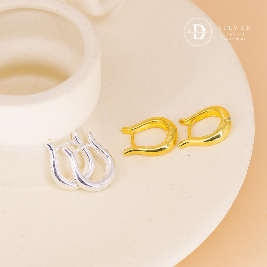 Bông Tai Khoen Dày U Oval - Minimal Balloon Oval Silver Hoops 3246BTK