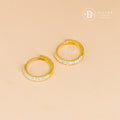 Bông Tai Khoen Bản Mo Đính Đá 1/2 - Line Stone Silver Hoops Earrings 3254BTK