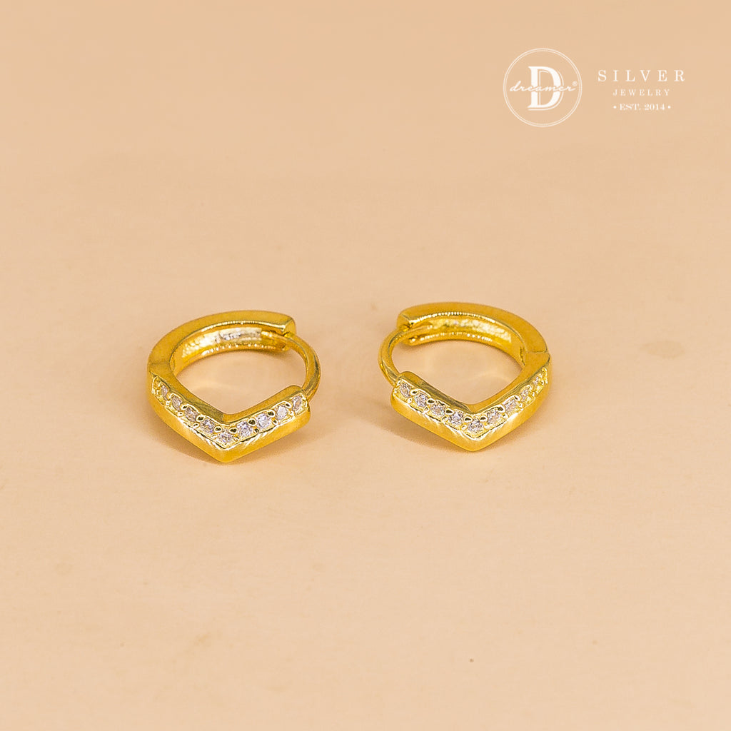 Pavé Curve Silver Hoops Earrings 3155BTK