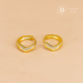Bông Tai Khoen Tròn Đính Đá Size 10mm- V Curve Line Silver Hoops Earrings 3155BTK