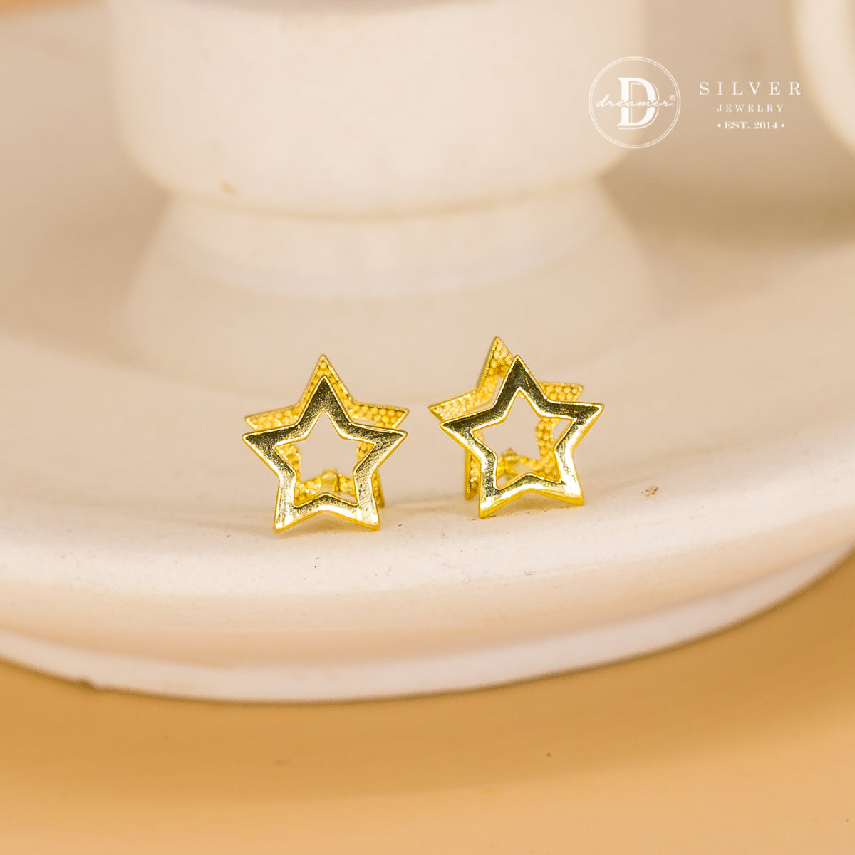 Bông Tai Khoen Ngôi Sao - Parallel Star Silver Hoops Earrings 1624BTK