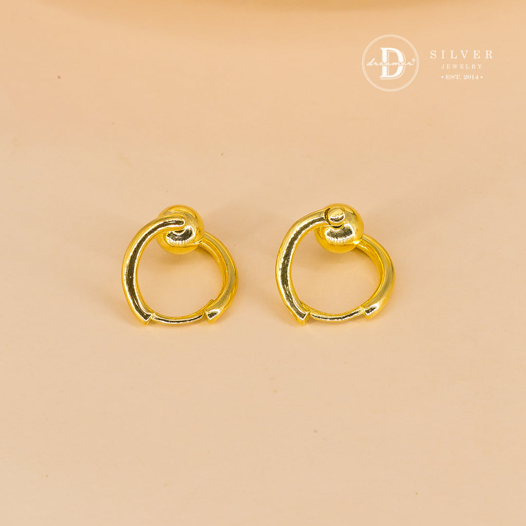 Bông Tai Khoen Unisex Cá Tính 1 Viên Bi Bạc - Spinning Silver Ball Unisex Thick Silver Hoops Earrings 3054BTK