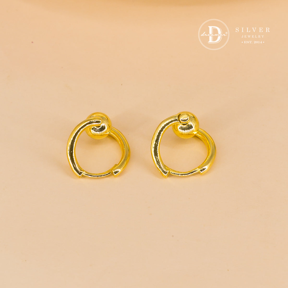 Bông Tai Khoen Unisex Cá Tính 1 Viên Bi Bạc - Spinning Silver Ball Unisex Thick Silver Hoops Earrings 3054BTK