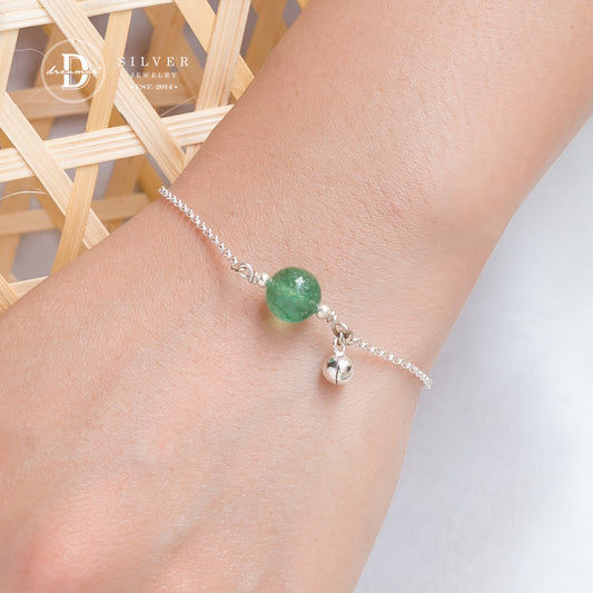 Lắc Tay Bạc 925 Đá Thạch Anh Dâu Xanh Lá Charm Bạc - Gemstone Sterling Silver Bracelet