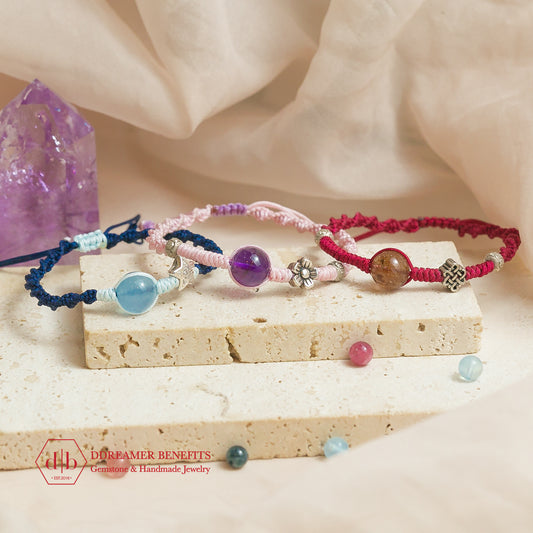 [3 MẪU] Vòng thắt thủ công charm bạc 925 & đá thiên nhiên đủ màu sắc - Natural Stone Handmade Braid Bracelets