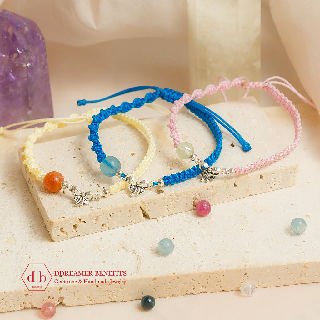 [3 MẪU] Vòng thắt thủ công charm bạc 925 & đá thiên nhiên đủ màu sắc - Natural Stone Handmade Braid Bracelets