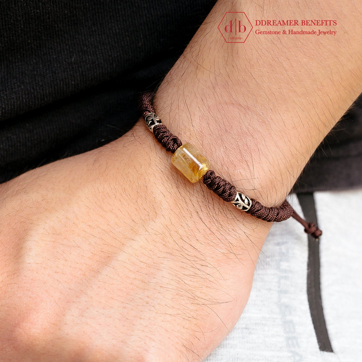 [NHIỀU MẪU] Vòng Thắt Đá Thạch Anh Tóc Vàng & Charm Bạc 925 - Golden Quartz Handmade Braid Bracelets with Silver 925 Charms