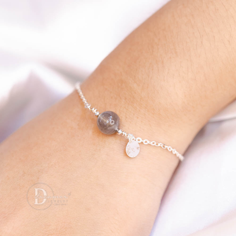 Lắc Tay Bạc 925 Đá Hắc Nguyệt Quang (Labradorite) Tự Nhiên