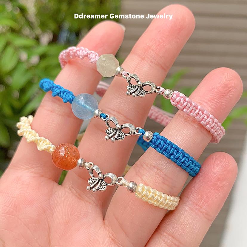 [3 MẪU] Vòng thắt thủ công charm bạc 925 & đá thiên nhiên đủ màu sắc - Natural Stone Handmade Braid Bracelets
