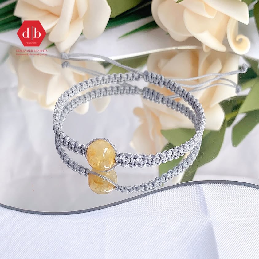 [NHIỀU MẪU] Vòng Thắt Đá Thạch Anh Tóc Vàng & Charm Bạc 925 - Golden Quartz Handmade Braid Bracelets with Silver 925 Charms