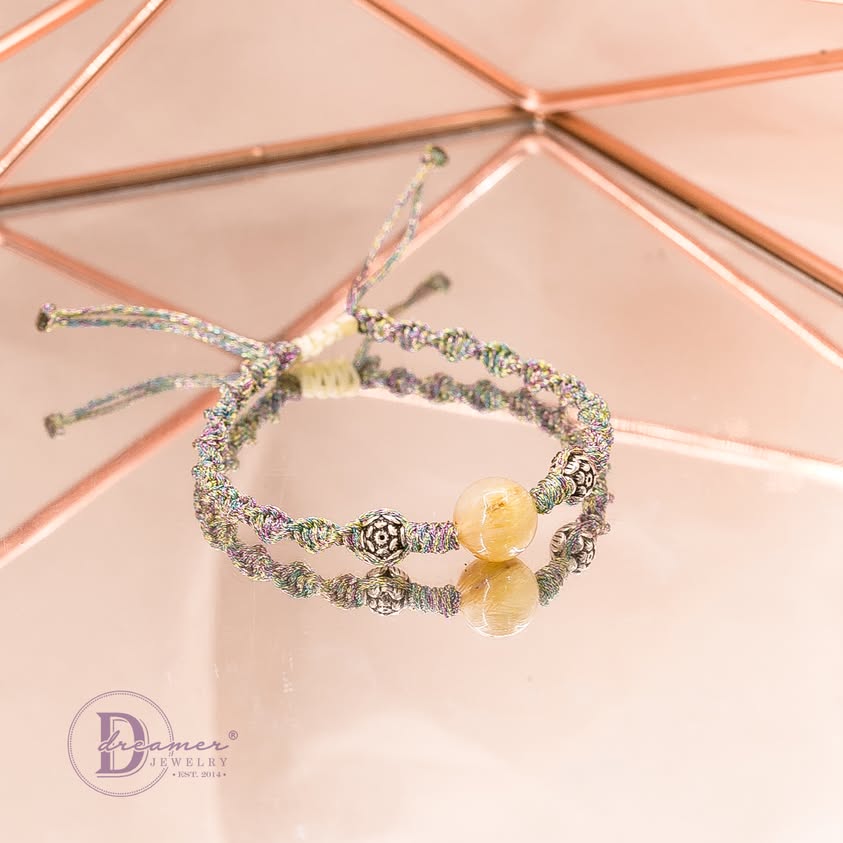 [NHIỀU MẪU] Vòng Thắt Đá Thạch Anh Tóc Vàng & Charm Bạc 925 - Golden Quartz Handmade Braid Bracelets with Silver 925 Charms