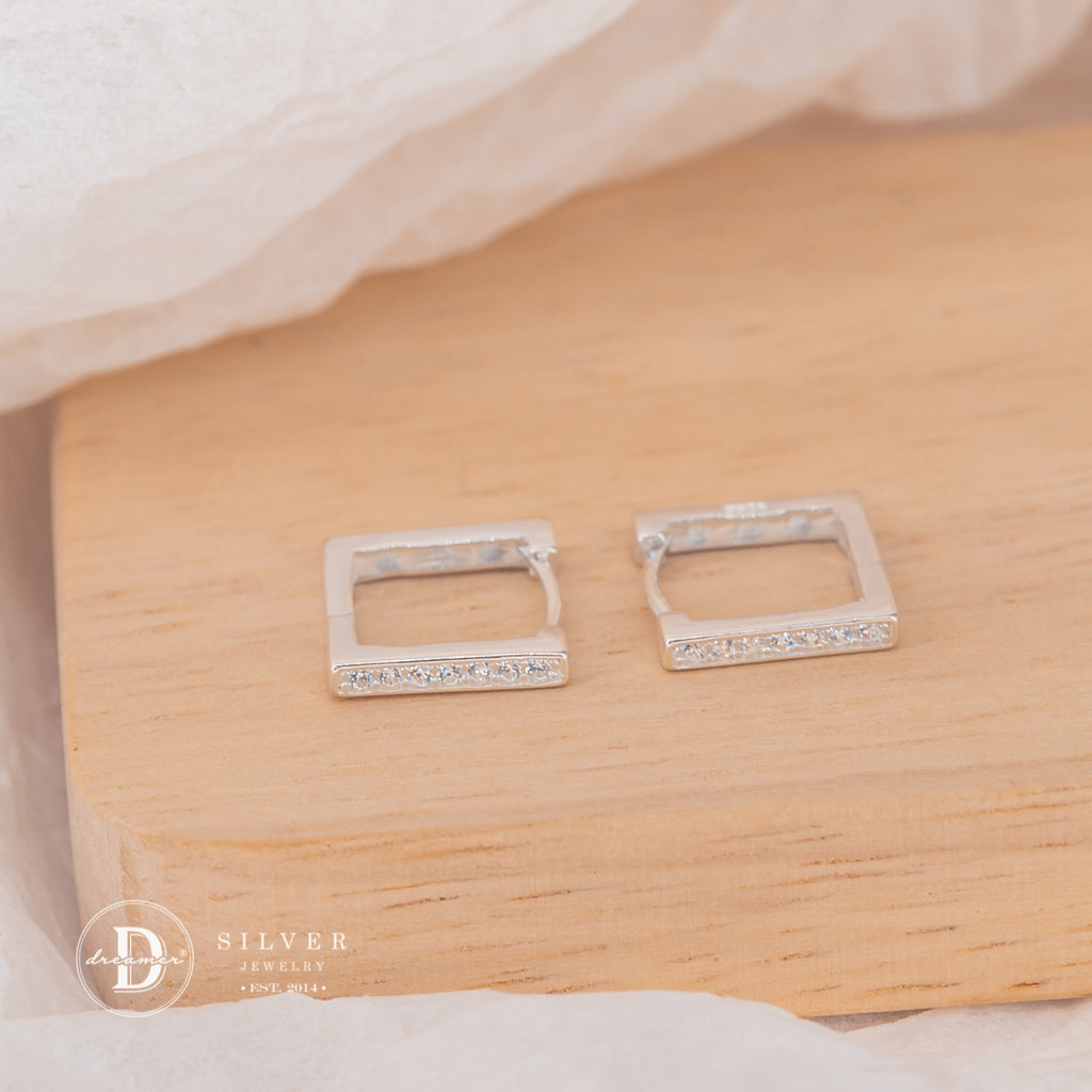 Square Hoops Earrings Sterling Silver 3163BTK