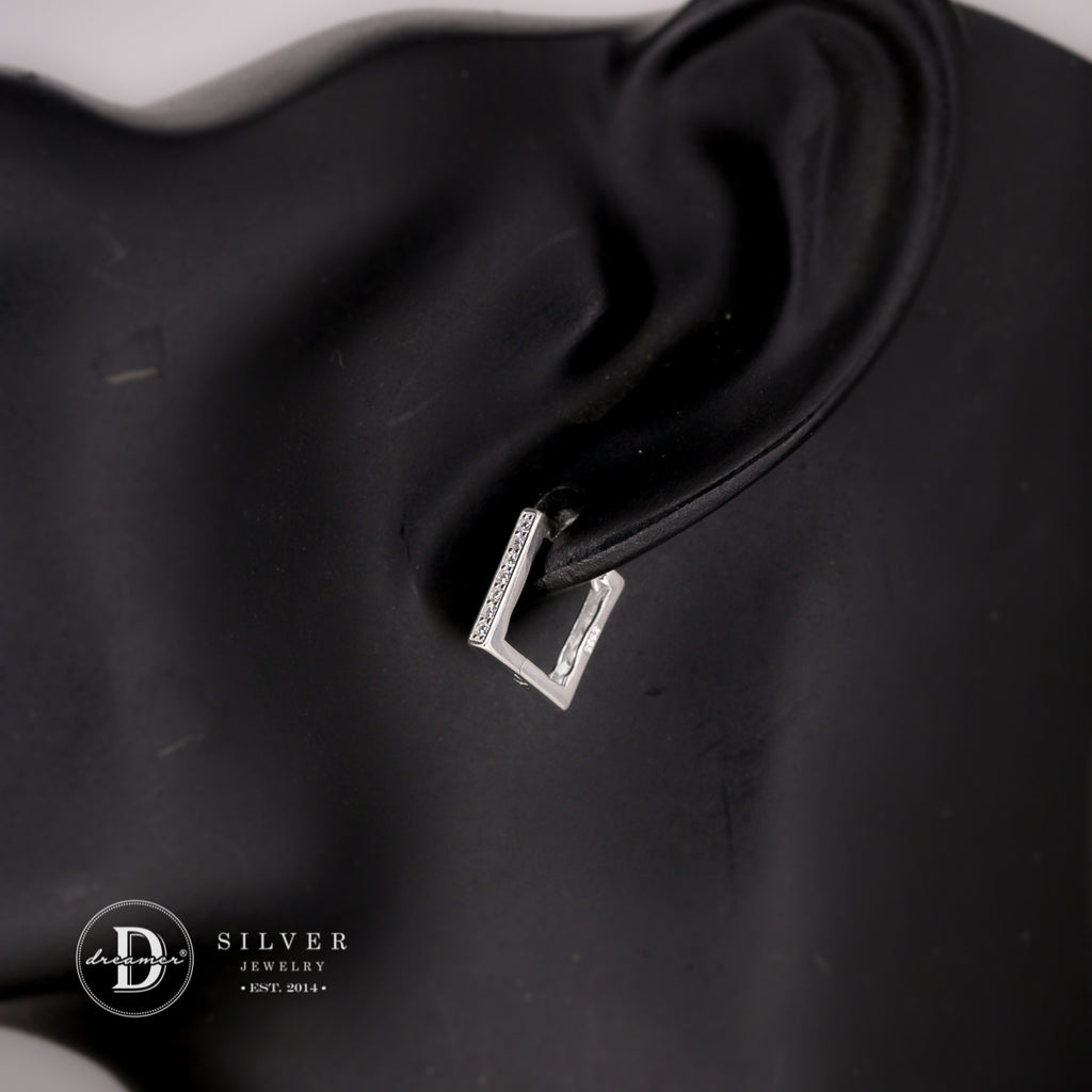 Square Hoops Earrings Sterling Silver 3163BTK
