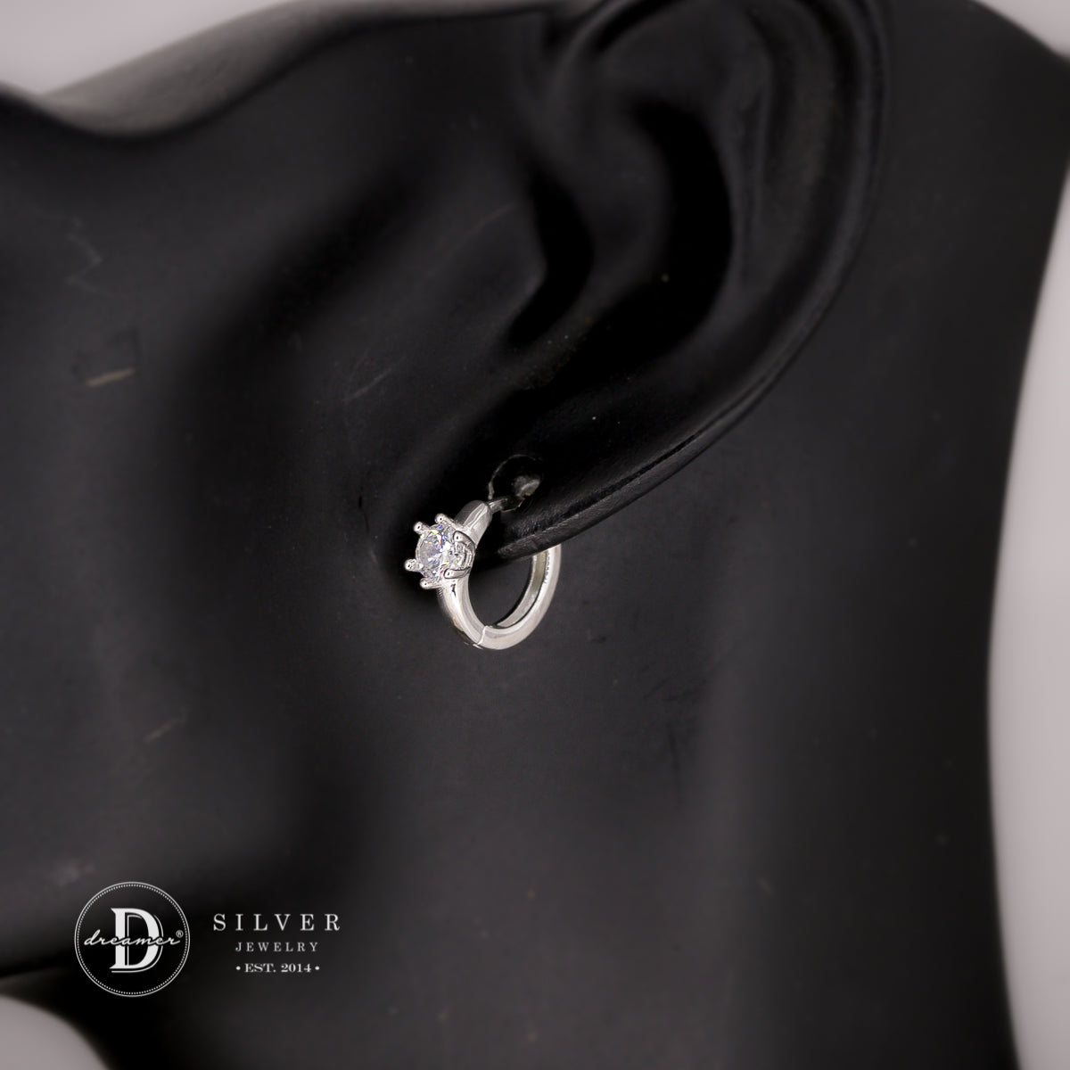 Bông Tai Khoen Tròn Đính 1 Viên Đá - Silver Hoops Earrings 2428BTK 3170BTK
