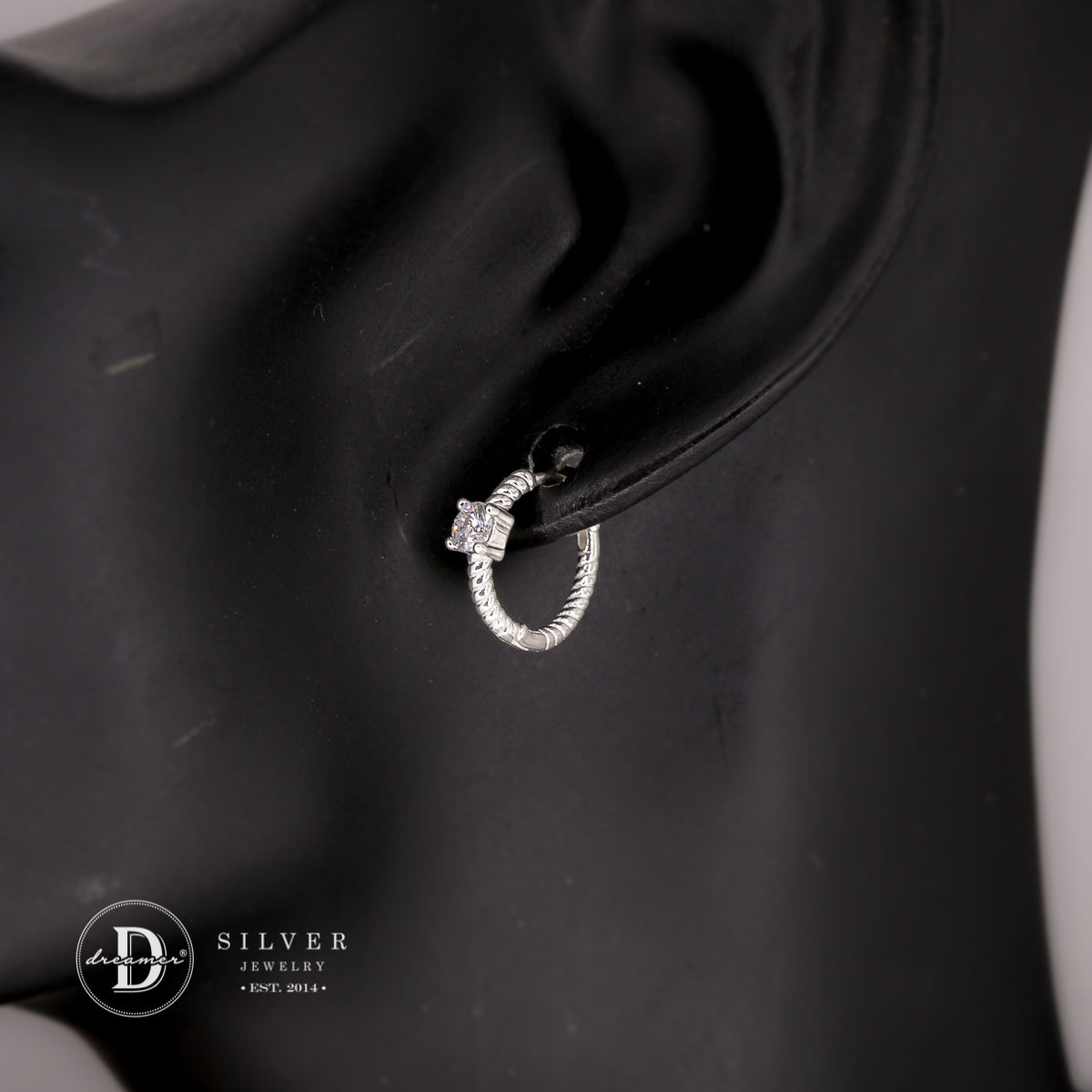 Bông Tai Khoen Tròn Đính 1 Viên Đá - Silver Hoops Earrings 2428BTK 3170BTK