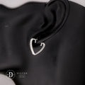 Bông Tai Khoen Trái Tim Đính Đá - Heart Hoops Sterling Silver 3052BTK