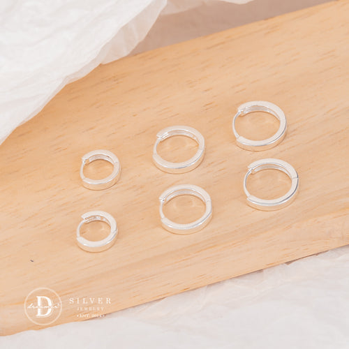Bông Tai Khoen Tròn Trơn Unisex Đủ Size - Tube Huggie Hoops Earrings Sterling Silver - 2571BTK