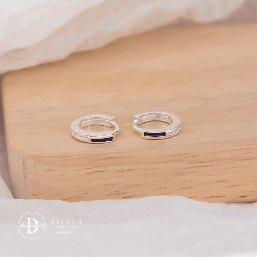 Mini Huggie Hoops Earrings Sterling Silver - Size 10mm 3257BTK
