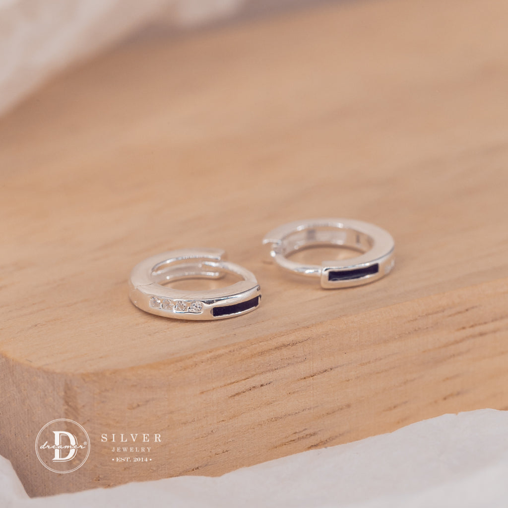 Mini Huggie Hoops Earrings Sterling Silver - Size 10mm 3257BTK