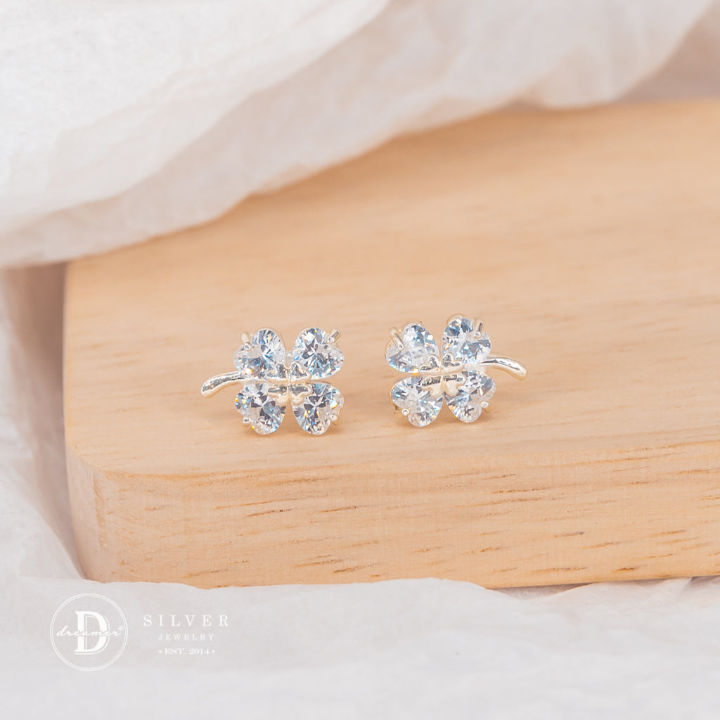 Bông Tai Cỏ 4 Lá Bạc 925 Đính Đá 3197BTH - Lucky Clover Earrings