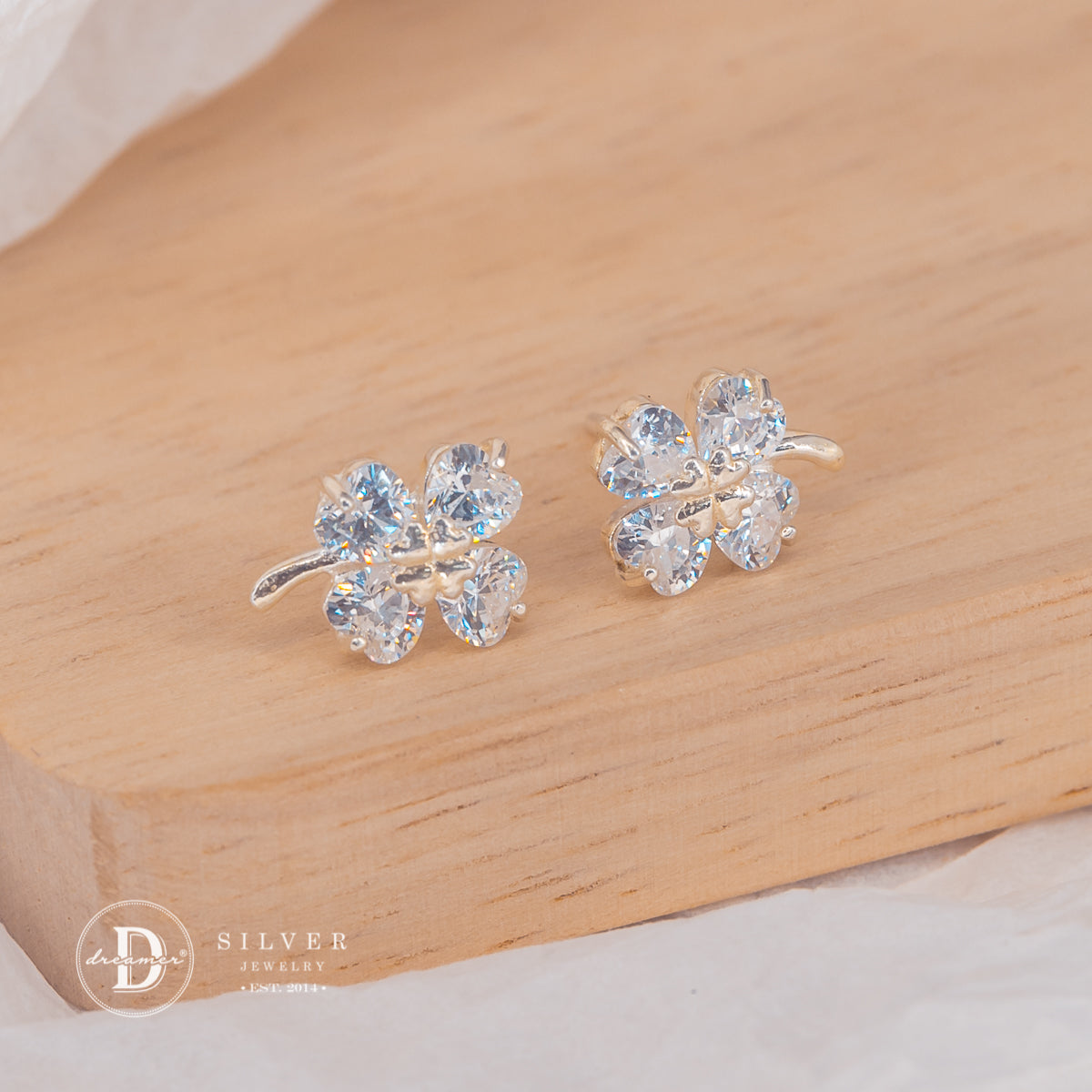 Bông Tai Cỏ 4 Lá Bạc 925 Đính Đá 3197BTH - Lucky Clover Earrings
